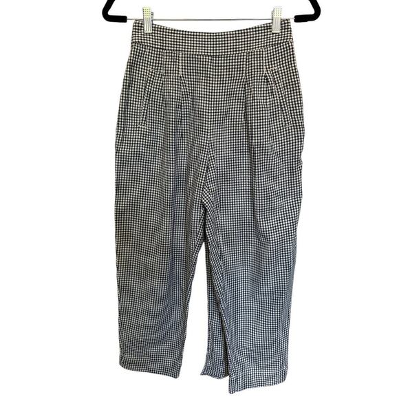 Cartonnier By Anthropologie Gingham Trouser Pants Tie Waist White Black Size 2 - Picture 6 of 14
